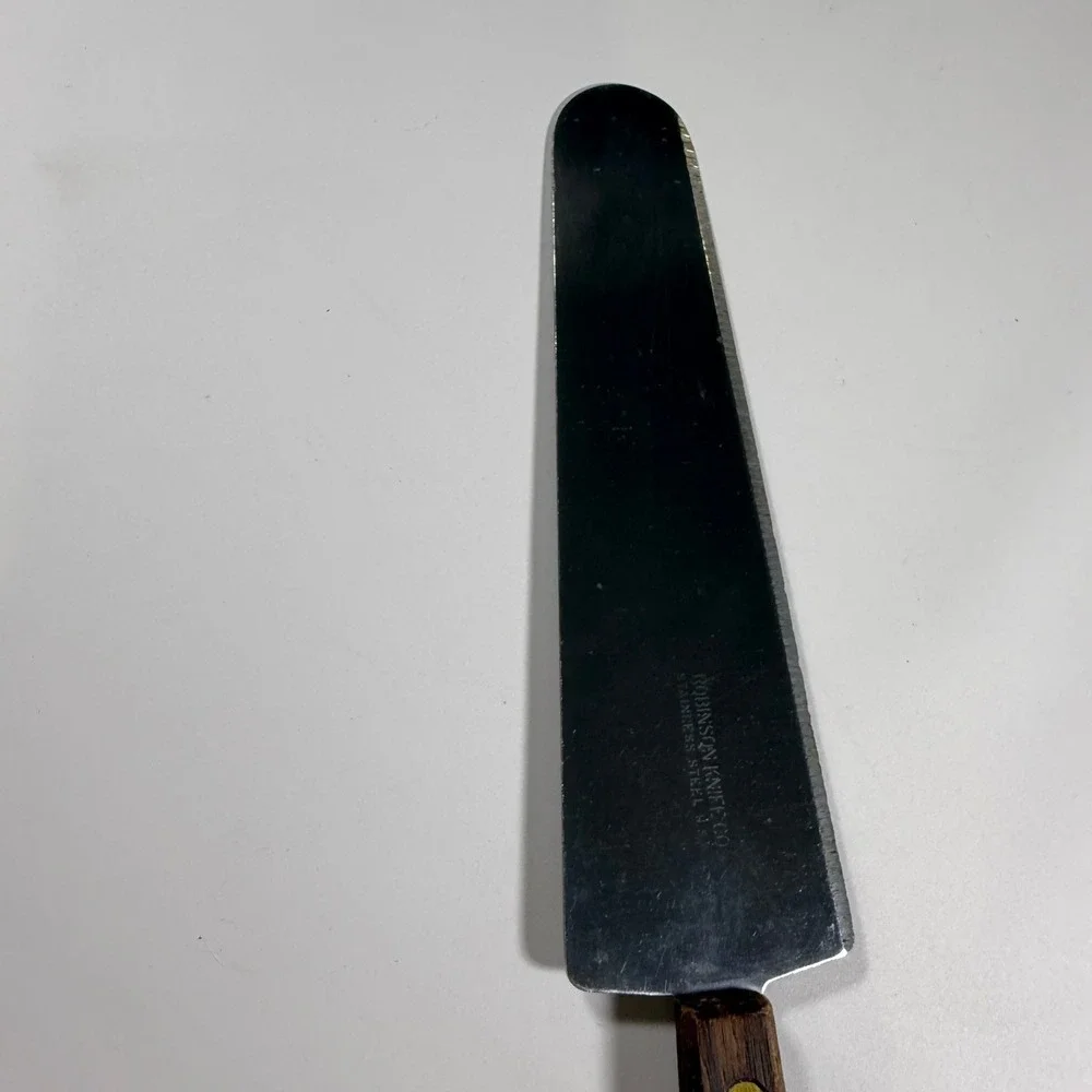 VTG Robinson Knife Co Pie Cake Server 10in Brown Wood Handle Stainless Steel